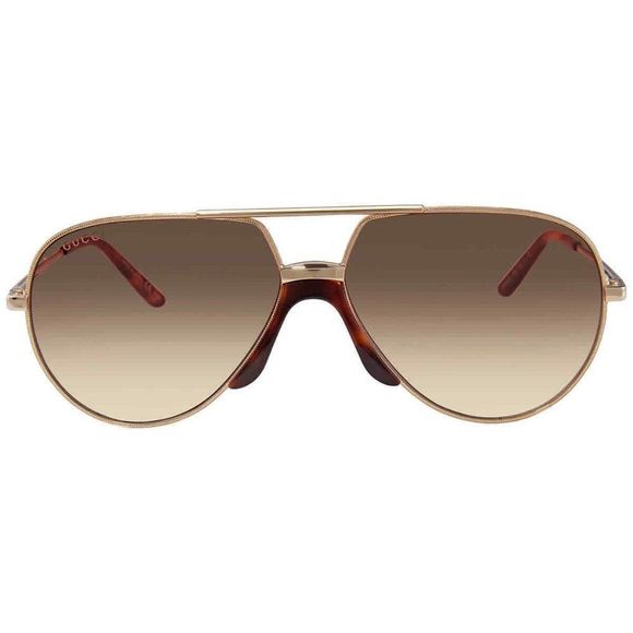 NEW Gucci Brown and Gold Aviator Unisex Sunglasses - Picture 2 of 4
